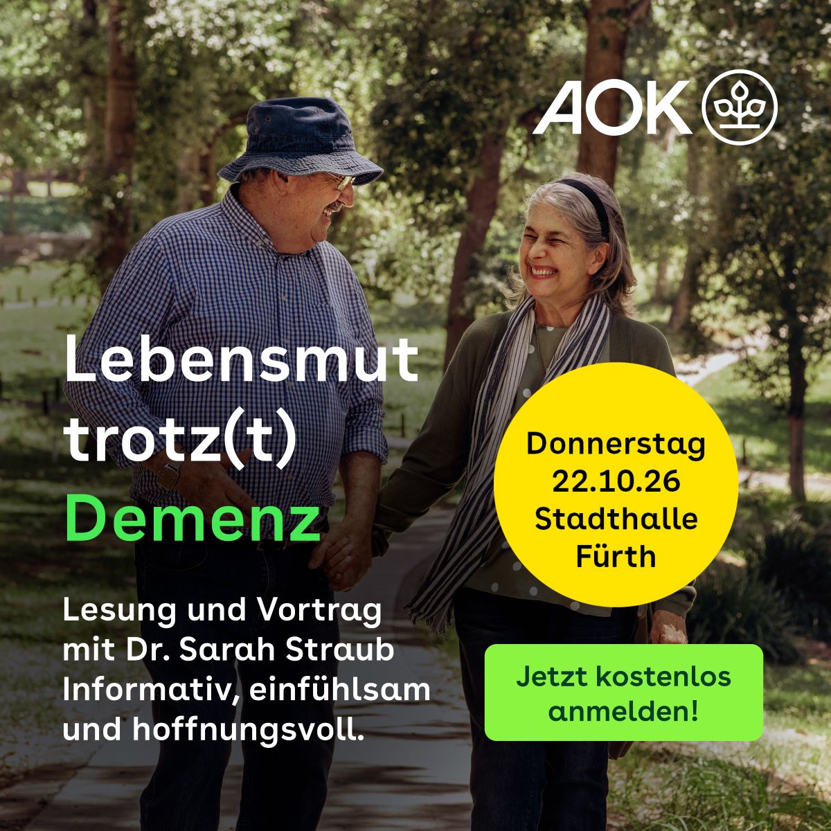 Lebensmut trotz(t) Demenz - Lesung und Vortrag mit Dr. Sarah Straub